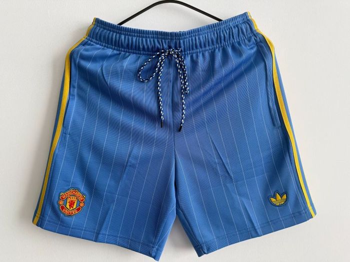 Fan Version 2025-2026 Manchester United Blue Icon Soccer Shorts Football Shorts