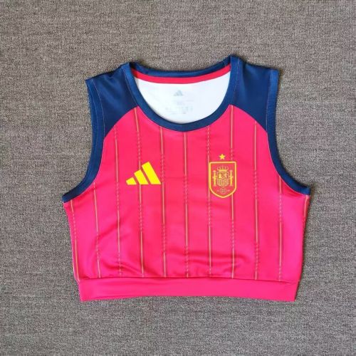 Women 2026 Spain Home Soccer Yoga Vest Girl Football Jersey