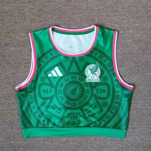 Women 2026 Mexico Home Soccer Yoga Vest Girl Football Jersey