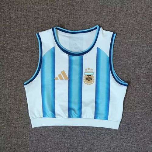 Women 2026 Argentina Home Soccer Yoga Vest Girl Football Jersey