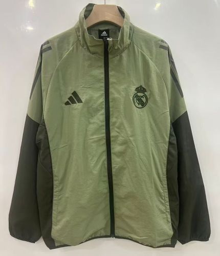 2025-2026 Real Madrid Dark Green Soccer Windbreaker Jacket Football Jacket