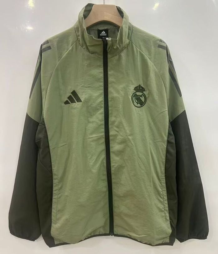 2025-2026 Real Madrid Dark Green Soccer Windbreaker Jacket Football Jacket