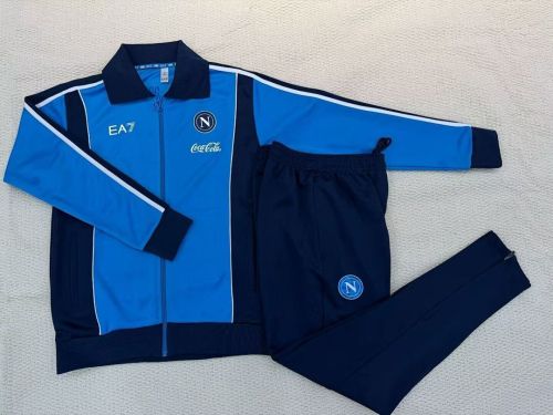 Adult 2025-2026 Napoli Blue/Black Soccer Jacket and Long Pants Napoles Football Tracksuit