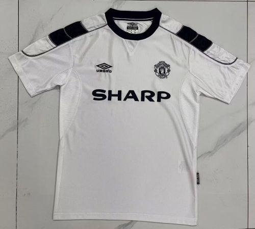 Retro Jersey 1999-2000 Manchester United Away White Soccer Jersey Vintage Football Shirt
