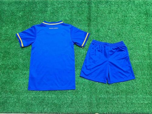 Youth Uniform Kids Kit As Monaco 2025-2026 Away Blue Soccer Jersey Shorts Child Football Set