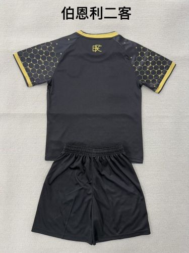 Youth Uniform Kids Kit 2025-2026 Burnley Third Away Black Soccer Jersey Shorts Child Football Set