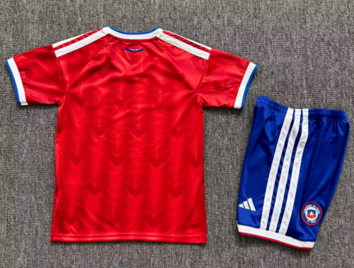 Youth Uniform Kids Kit 2026 Chile Home Soccer Jersey Shorts Child Football Set