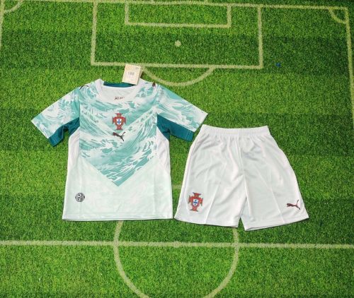 Youth Uniform Kids Kit 2026 Portugal Away Soccer Jersey Shorts Child Football Set
