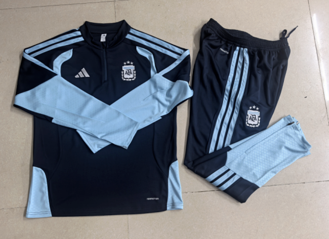 2025-2026 Argentina Dark Blue Soccer Training Sweater and Pants Football Kit