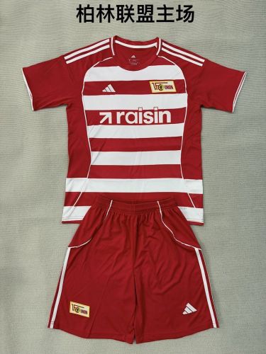 Youth Uniform Kids Kit 2025-2026 Union Berlin Home Soccer Jersey Shorts Child Football Set