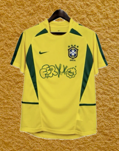 with Sponor Logo Retro Jersey 2002 Brazil FEID Home Soccer Jersey Brasil Camisetas de Futbol