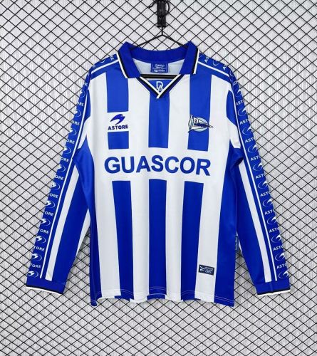 Long Sleeve Retro Jersey 1998-1999 Deportivo Alaves Home Soccer Jersey Vintage Football Shirt