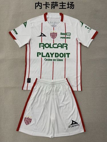 Youth Uniform Kids Kit 2025-2026 Necaxa Away White Soccer Jersey Shorts Child Football Set