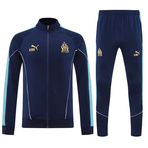 Adult 2025-2026 Marseille Dark Blue Soccer Jacket and Long Pants Football Tracksuit