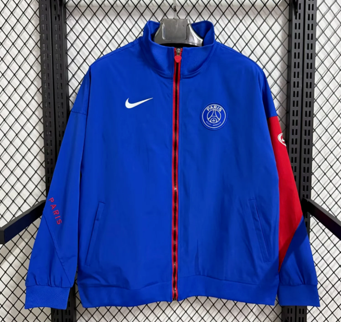 2025-2026 PSG Blue/Red Soccer Windbreaker Jacket Football Jacket