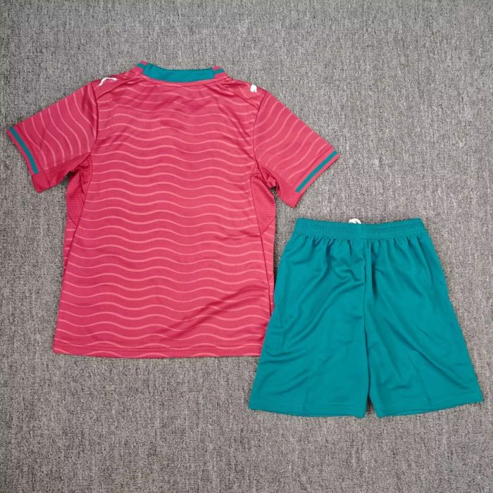Youth Uniform Kids Kit 2026 Portugal Home Soccer Jersey Shorts Child Football Set