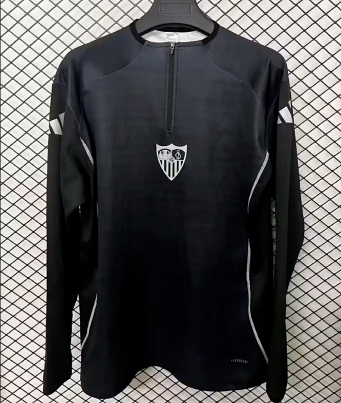 2025-2026 Sevilla Black Soccer Training Sweater