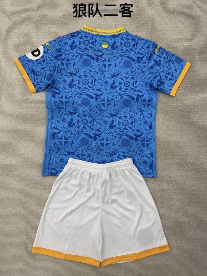 Youth Uniform Kids Kit 2025-2026 Wolverhampton Wanderers Third Away Soccer Jersey Shorts Wolves Child Wolves Football Set