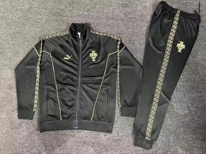 Adult 2026 Portugal Black Soccer Jacket and Long Pants Football Tracksuit