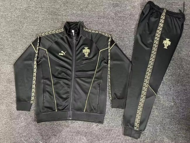 Adult 2026 Portugal Black Soccer Jacket and Long Pants Football Tracksuit