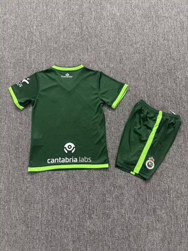 Youth Uniform Kids Kit 2025-2026 Racing Santander Away Green Soccer Jersey Shorts Child Football Set