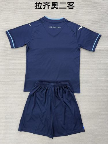 Youth Uniform Kids Kit 2025-2026 Lazio Third Away Dark Blue Soccer Jersey Shorts Child Football Set