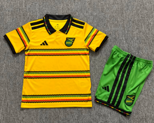 Youth Uniform Kids Kit 2026 Jamaica Home Soccer Jersey Shorts Child Football Set