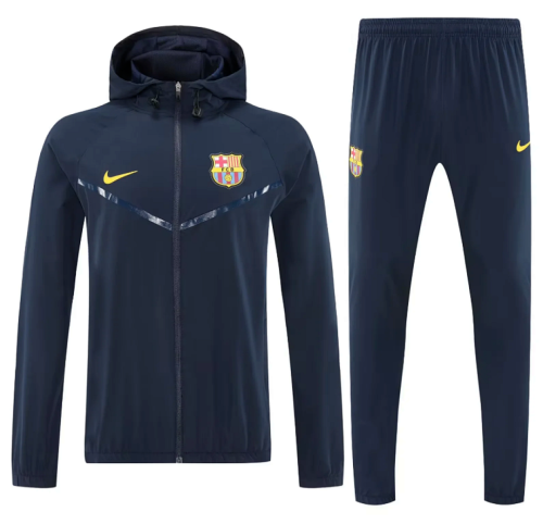 with Caps 2025-2026 Barcelona Dark Blue Soccer Training Hoodie and Pants Football Hoody
