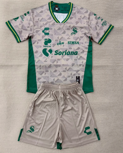 Youth Uniform Kids Kit 2025-2026 Santos Laguna Away Soccer Jersey Shorts Child Football Set