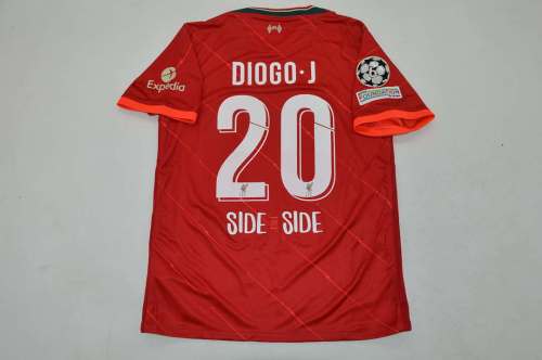 with Front Lettering+UCL Patch Retro Jersey 2021-2022 Liverpool DIOGO J 20  Home Soccer Jersey Vintage Football Shirt