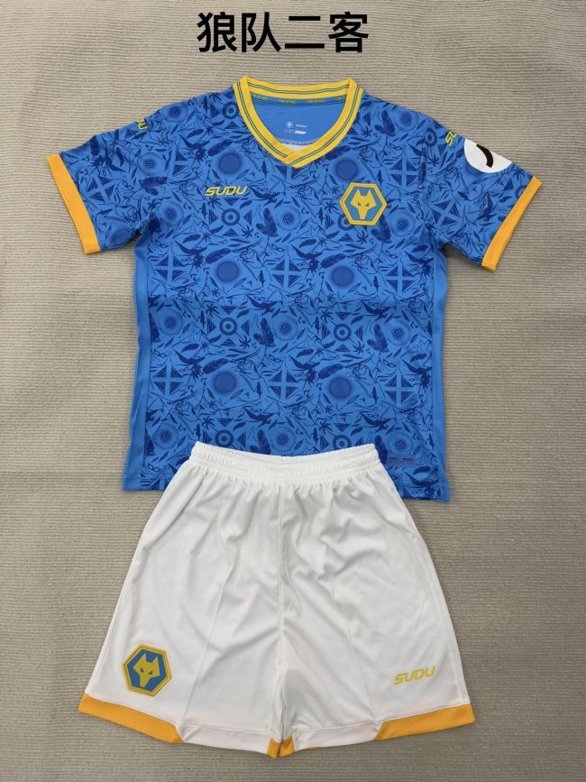 Youth Uniform Kids Kit 2025-2026 Wolverhampton Wanderers Third Away Soccer Jersey Shorts Wolves Child Wolves Football Set