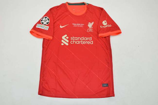 with Front Lettering+UCL Patch Retro Jersey 2021-2022 Liverpool Home Soccer Jersey Vintage Football Shirt