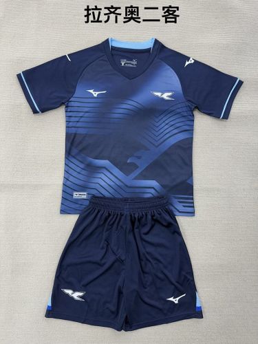 Youth Uniform Kids Kit 2025-2026 Lazio Third Away Dark Blue Soccer Jersey Shorts Child Football Set
