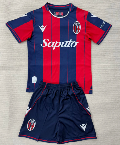 Youth Uniform Kids Kit 2025-2026 Bologna Home Soccer Jersey Shorts Child Football Set