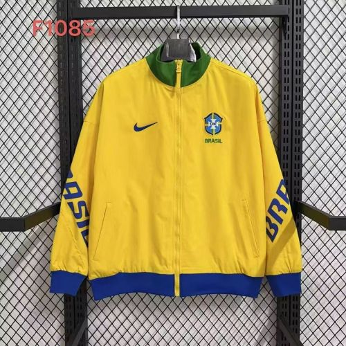 Retro Model Brazil Yellow Soccer Windbreaker Jacket Brasil Football Jacket