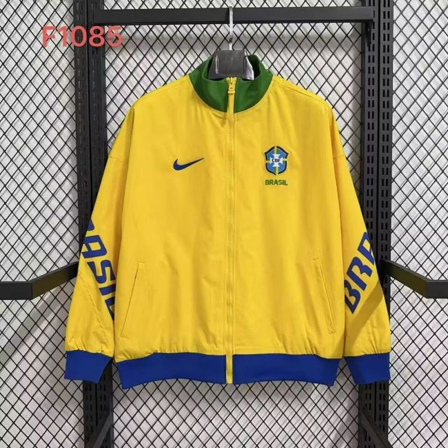 Retro Model Brazil Yellow Soccer Windbreaker Jacket Brasil Football Jacket