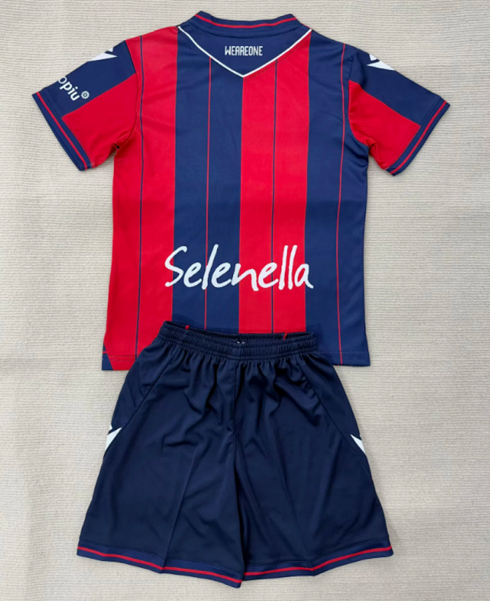 Youth Uniform Kids Kit 2025-2026 Bologna Home Soccer Jersey Shorts Child Football Set