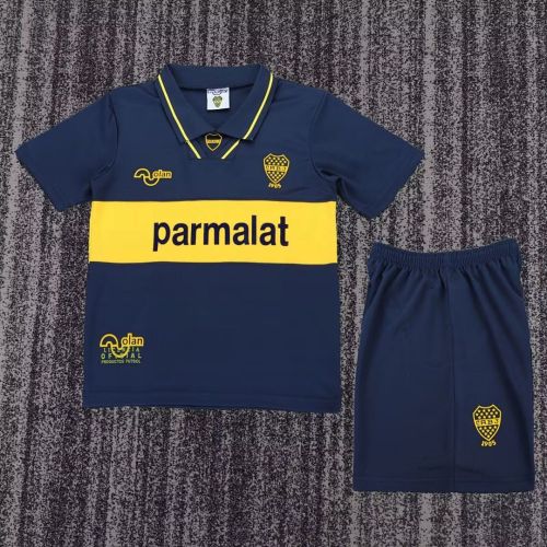 Retro Kids Kit Youth Uniform 1993-1995 Boca Juniors Home Soccer Jersey Shorts Child Vintage Football Kit