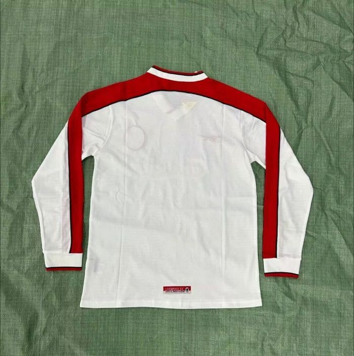Long Sleeve Retro Jersey 1998-1999 Liverpool Away White Soccer Jersey Vintage Football Shirt