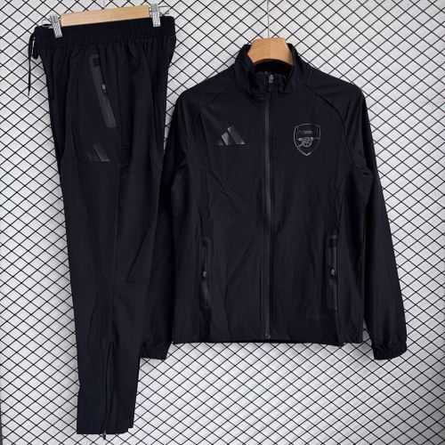2025-2026 Arsenal Black Soccer Windbreaker Jacket Football Jacket and Pants
