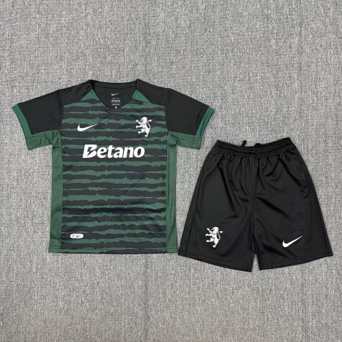 Youth Uniform Kids Kit 2025-2026 Sporting Lisbon Xmas Version Soccer Jersey Shorts Child Football Set