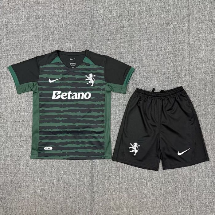 Youth Uniform Kids Kit 2025-2026 Sporting Lisbon Xmas Version Soccer Jersey Shorts Child Football Set