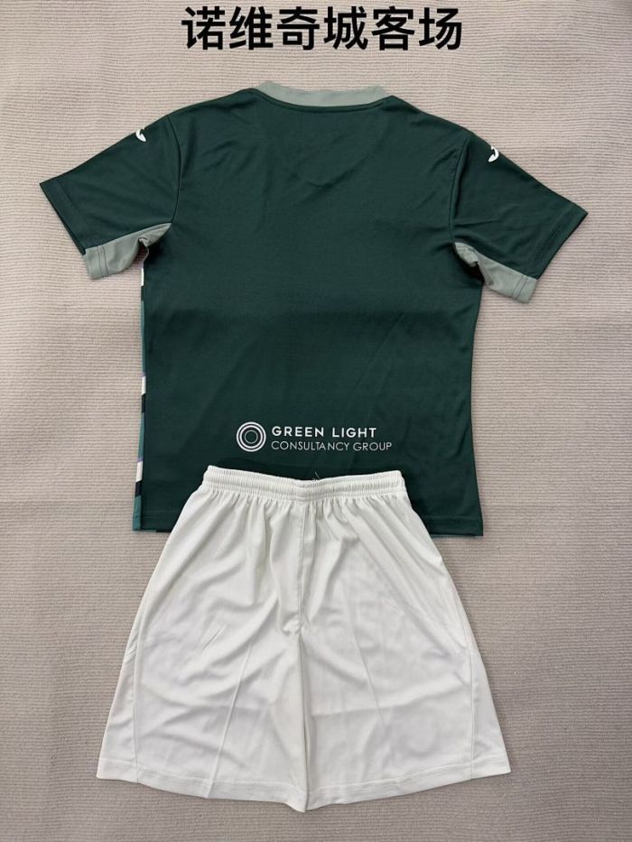 Youth Uniform Kids Kit 2025-2026 Norwich City Away Soccer Jersey Shorts Child Football Set