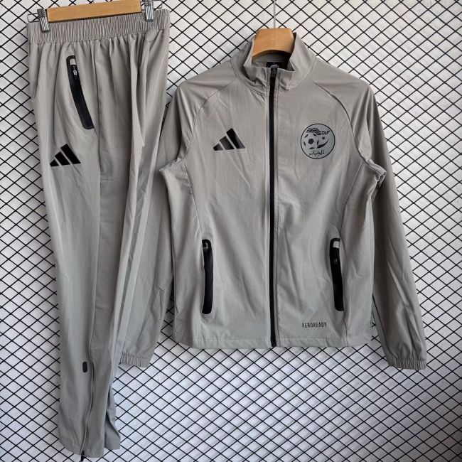2025-2026 Algeria Grey Soccer Windbreaker Jacket Football Jacket and Pants