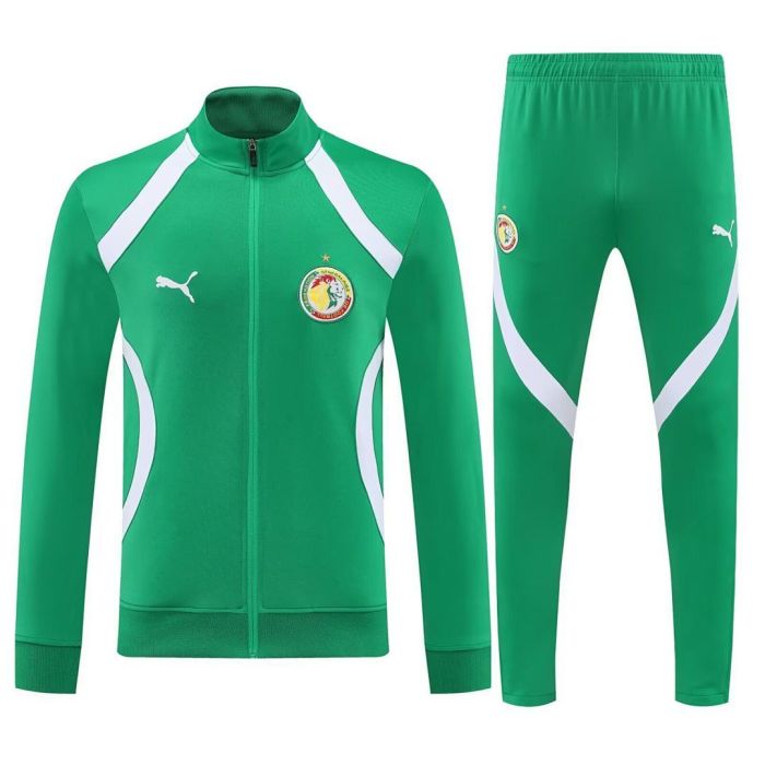 Adult 2025-2026 Senegal Green/White Soccer Jacket and Long Pants Football Tracksuit