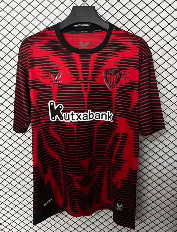 Fan Version 2025-2026 Athletic Bilbao Fourth Away Red/Black Soccer Jersey Football Shirt