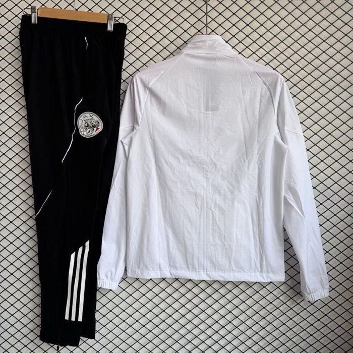 2025-2026 Ajax White Soccer Windbreaker Jacket Football Jacket and Pants