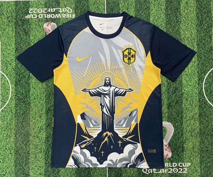 Fan Version 2026 Brazil Black/Yellow/Grey Jesus Edition Soccer Jersey Brasil Camisetas de Futbol
