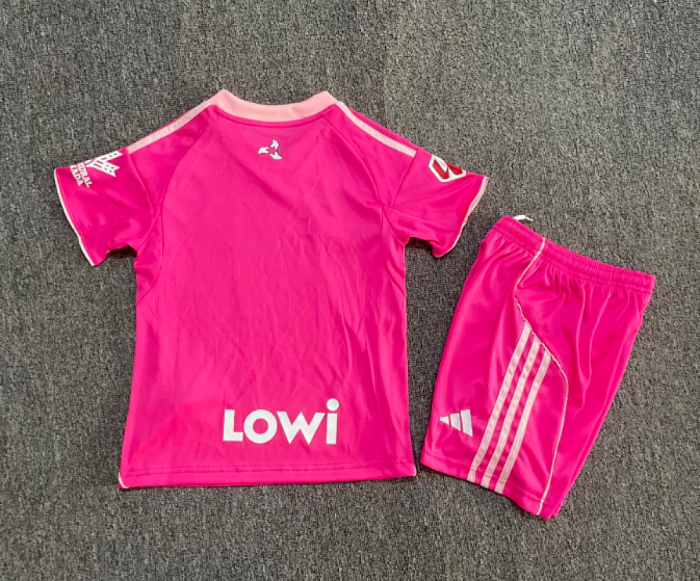with LALIGA Patch Youth Uniform Kids Kit 2025-2026 Granada Pink Soccer Jersey Shorts Child Football Set