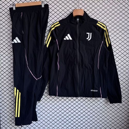 2025-2026 Juventus Black Soccer Windbreaker Jacket Football Jacket and Pants